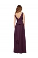 Affordable Plunging V-Neckline Long Chiffon Bridesmaid Dress with Deep V-Back UK