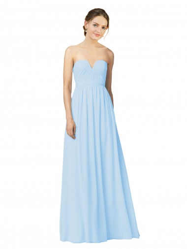 Affordable Full Length Chiffon Bridesmaid Dress with Deep Sweetheat and Shirred Bodice UK
