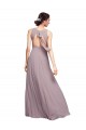 Affordable Open Back Long Chiffon Bridesmaid Dress with Plunging V-Neck Bodice UK