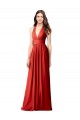 Affordable Halter V-Neck A-Line Chiffon Bridesmaid Dress with Shirred Skirt UK