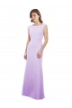Affordable Chiffon Column Bridesmaid Dress with High Round Neckline and Cap Sleeves UK