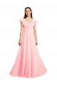 Affordable Chiffon A-Line Dress with Full Circle Skirt and Gathered Waistband UK