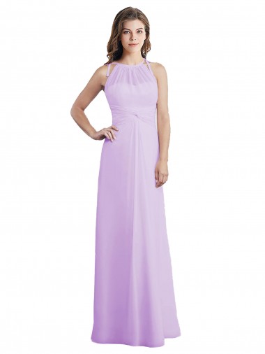 Affordable Sweetheart Long Chiffon Bridesmaid Dress with Halter Straps UK
