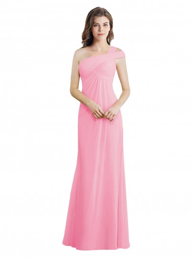 Affordable Single Shoulder Chiffon Bridesmaid Dress with Draped Bodice UK
