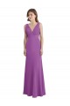 Affordable V-Shaped Neckline Long Chiffon Bridesmaid Dress with Cascading Ruffles Back UK