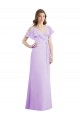 Affordable Ruffled Neckline Cold Shoulder Long Chiffon Bridesmaid Dress UK