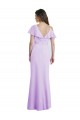 Affordable Ruffled Neckline Cold Shoulder Long Chiffon Bridesmaid Dress UK