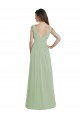 Affordable V-Neck A-Line Long Chiffon Bridesmaid Dress with Draped Bodice UK