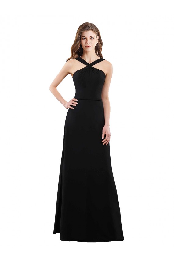 Affordable Chiffon A-Line Bridesmaid Dress with Criss Cross Halter Top UK