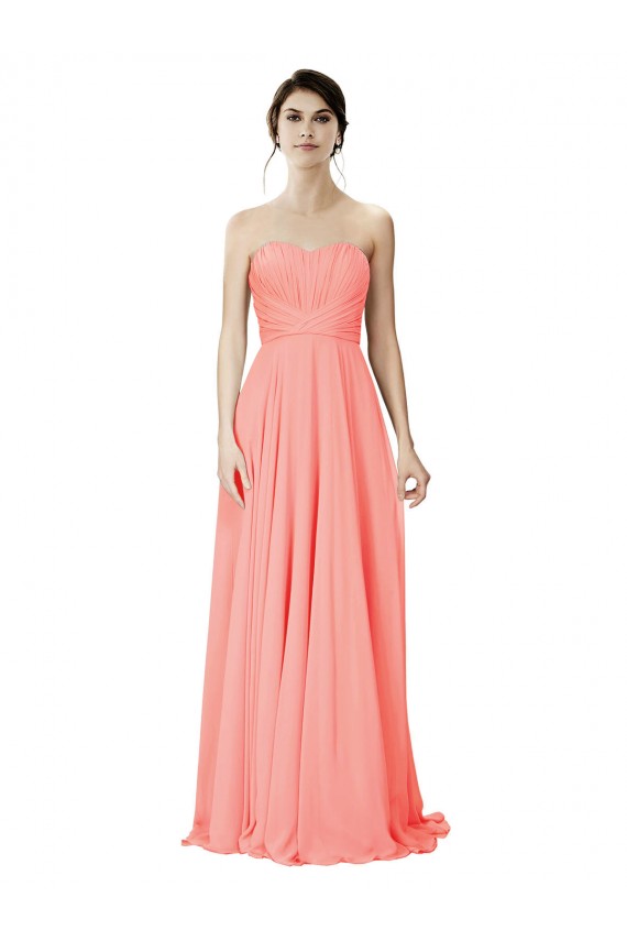 Affordable Strapless Chiffon Bridesmaid Dress with Ruched Sweetheart Neckline UK