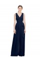 Affordable V-Neck Ruched Chiffon Bridesmaid Dress with Waistband UK