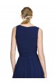Affordable V-Neck Ruched Chiffon Bridesmaid Dress with Waistband UK