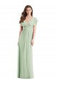 Affordable Flutter Sleeves Draped Wrap V-Neck Chiffon Bridesmaid Dress UK