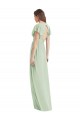 Affordable Flutter Sleeves Draped Wrap V-Neck Chiffon Bridesmaid Dress UK