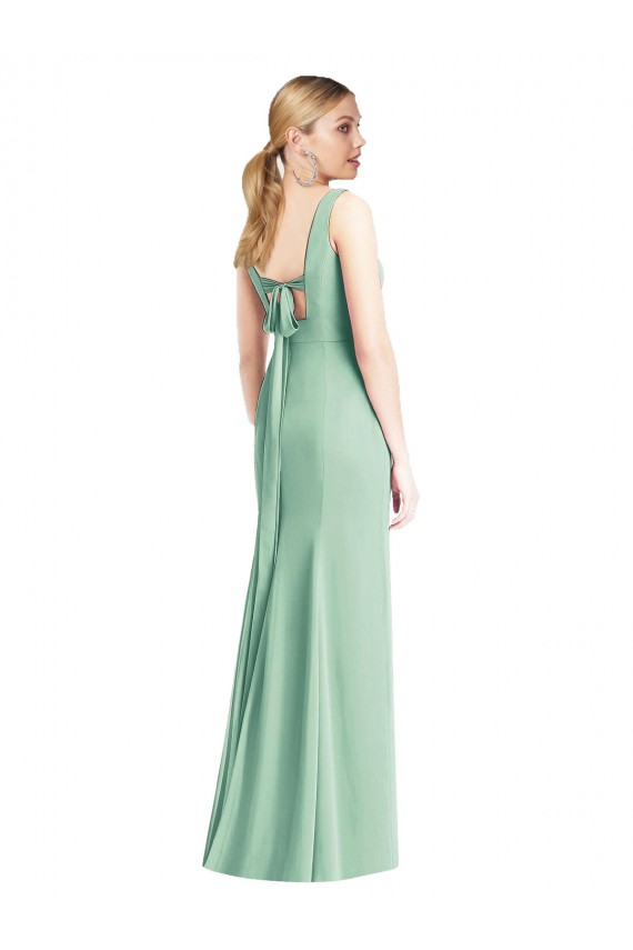 Affordable Sleeveless Tie Back Chiffon Trumpet Chiffon Bridesmaid Dress UK