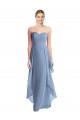 Affordable Strapless Chiffon Bridesmaid Dress with Skirt Overlay UK