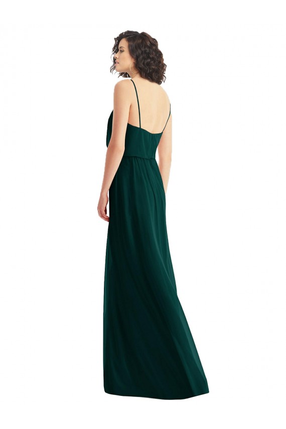 Affordable V-Neck Blouson Bodice Chiffon Maxi Bridesmaid Dress UK