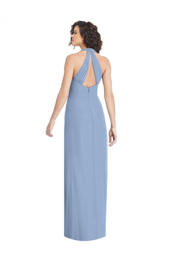 Affordable V-Neck Halter Back Straps Chiffon Bridesmaid Dress UK
