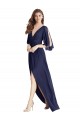 Affordable Split Sleeves Backless Chiffon Maxi Bridesmaid Dress UK