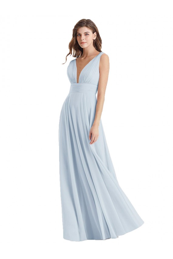 Affordable Plunge Deep V-Neckline Low Back Chiffon Bridesmaid Ress UK