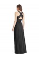 Affordable Full Length V-Neck Chiffon Bridesmaid Dress with Wide Criss Cross Straps UK