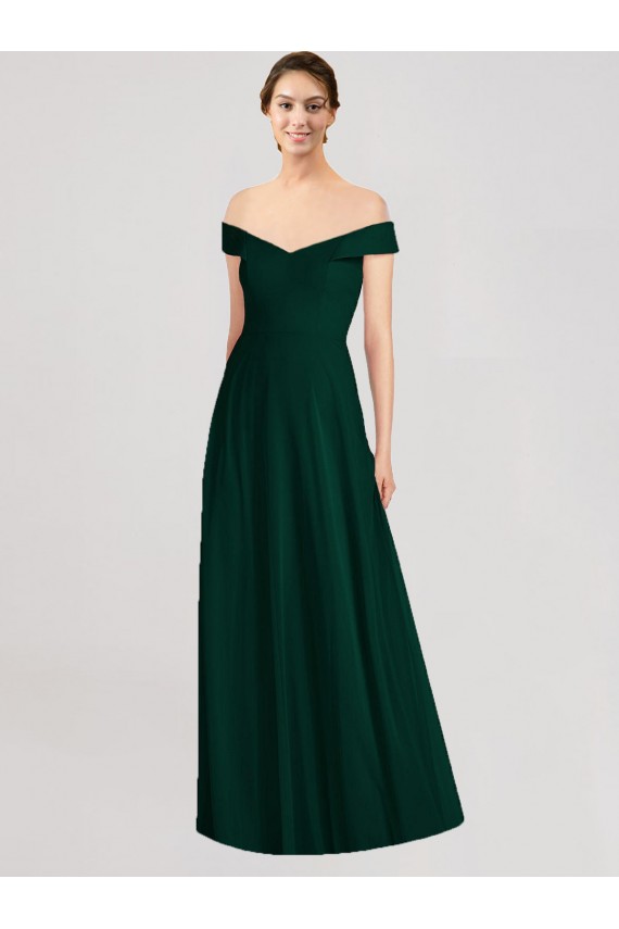 Affordable Full length Off the Shoulder Chiffon Bridesmaid Dress UK