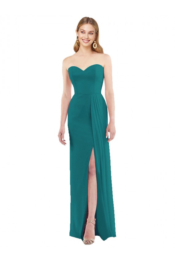 Affordable Sweetheart Neckline Lux Chiffon Bridesmaid Dress with Side Slit UK