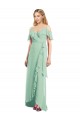 Affordable High Low Off the Shoulder Wrap Chiffon Bridesmaid Dress  UK