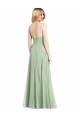 Affordable Sleek Spaghetti Straps Low Back Square Neck Maxi Chiffon Bridesmaid Dress UK