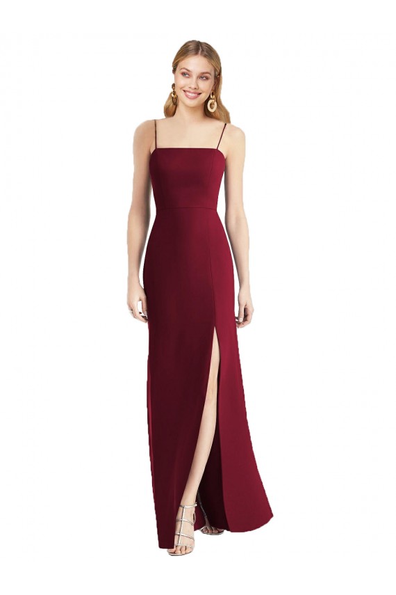 Affordable Tie-Back Cutout Trumpet Chiffon Bridesmaid Dress with Front Slit UK