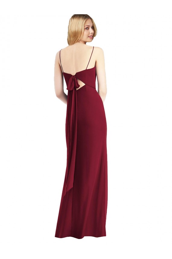 Affordable Tie-Back Cutout Trumpet Chiffon Bridesmaid Dress with Front Slit UK