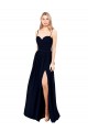 Affordable Draped A-Line Chiffon Bridesmaid Dress with Spaghetti Straps and High Slit UK