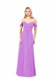 Affordable Off The Shoulder Draped Sleeves A-Line Chiffon Bridesmaid Dress UK