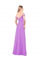 Affordable Off The Shoulder Draped Sleeves A-Line Chiffon Bridesmaid Dress UK