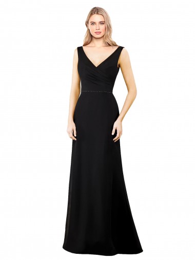 Affordable V-Neckline Chiffon Bridesmaid Dress with Draped Bodice UK