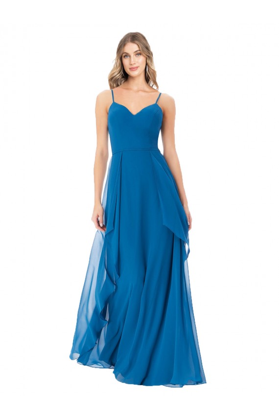 Affordable Simple Sweetheart Chiffon Bridesmaid Dress with Cascading Overlay UK