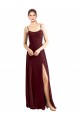 Affordable Sleek Fit and Flare Long Scoop Neck Chiffon Bridesmaid Dress with High Side Slit UK