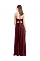 Affordable Sleek Fit and Flare Long Scoop Neck Chiffon Bridesmaid Dress with High Side Slit UK