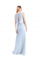 Affordable Illusion Boat Neck Long Full Length Chiffon Bridesmaid Dress with Keyhole Back UK