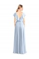Affordable V-Neck A-Line Flutter Sleeves Long Chiffon Wrap Style Bridesmaid Dress UK
