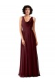 Affordable Draped Cowl Neck Long Chiffon Bridesmaid Dress with Wide Straps UK