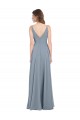 Affordable Fitted V-Neckline Long Chiffon Bridesmaid Dress with V-Back UK
