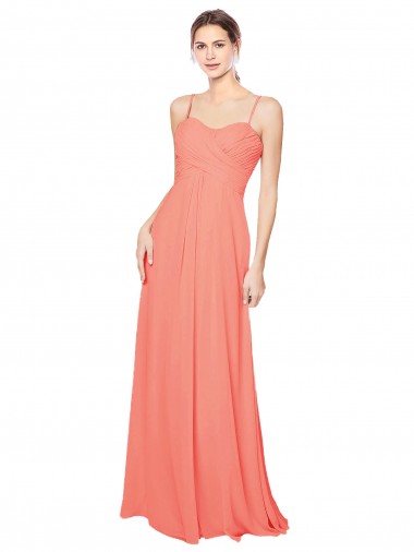 Affordable Empire Waist Spaghetti Straps Sweetheart Chiffon Bridesmaid Dress UK