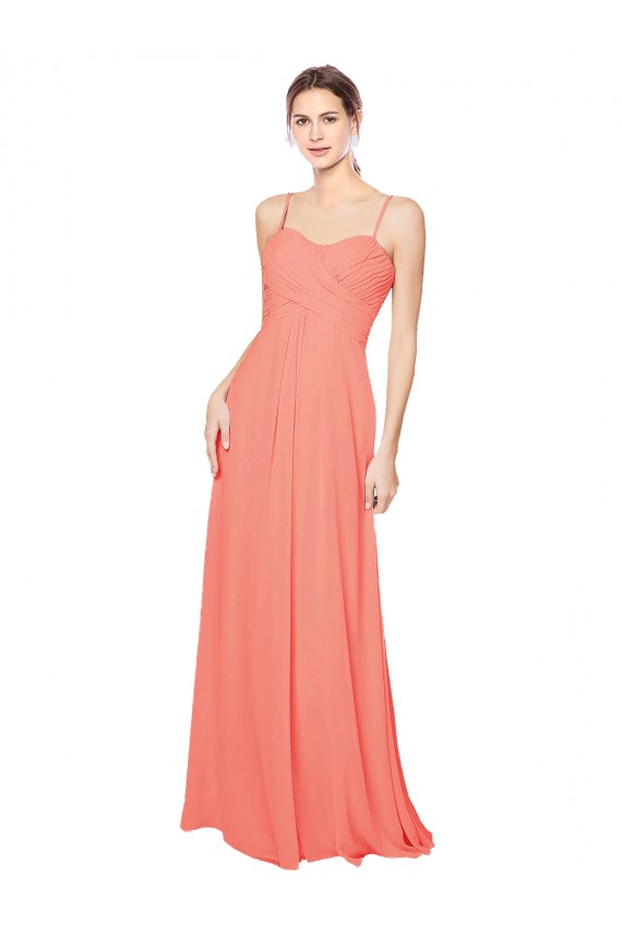 Affordable Empire Waist Spaghetti Straps Sweetheart Chiffon Bridesmaid Dress UK