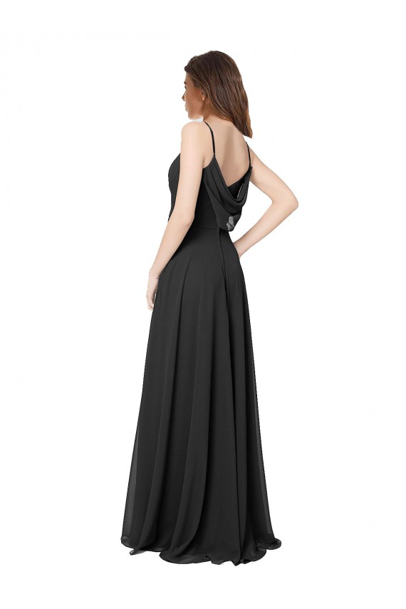 Affordable Cowl Back Spaghetti Straps Long Chiffon Bridesmaid Dress  UK