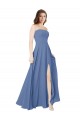 Affordable Strapless Long Chiffon Bridesmaid Dress with Front Slit UK