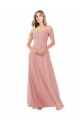 Affordable Draped Shoulder Sash Back Chiffon Bridesmaid Dress UK