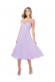 Affordable Draped Midi Length Chiffon Bridesmaid Dress with Ruched Bodice UK