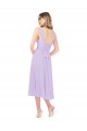 Affordable Draped Midi Length Chiffon Bridesmaid Dress with Ruched Bodice UK