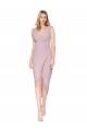 Affordable Cocktail Length High Low Mermaid Chiffon Wrapped Bridesmaid Dress UK